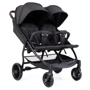Opvouwbare tweelingkinderwagen met verstelbare rugleuning voetsteun en luifel draagbare tweelingkinderwagen donkergrijs 1