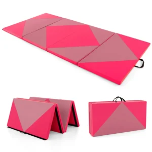 Opvouwbare zachte vloermat draagbare gymmat yogamat gymmat opvouwbare mat fitnessmat 240 x 117 x 5 cm roze 1