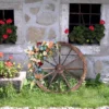 Ouderwets wagenwiel set van 2 houten wiel met stalen velg decoratief tuin wagenwiel autowiel 76 x 76 x 3,5cm bruin 7