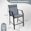 Outdoor barkruk set van 2 robuuste terrasbarkrukken met voet en armleuningen metalen frame eetstoelen op tegenhoogte blauw 2