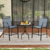 Outdoor barkruk set van 2 robuuste terrasbarkrukken met voet en armleuningen metalen frame eetstoelen op tegenhoogte blauw 7