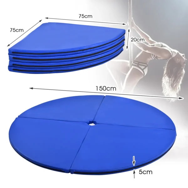 Paalmat dansmat gymnastiek beschermmat met klittenband pvc mat afneembaar Ф150 x 5 cm blauw 5