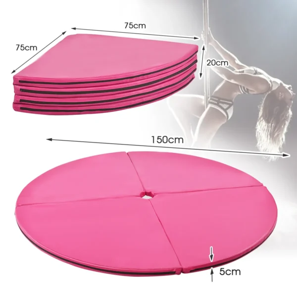 Paalmat dansmat gymnastiek beschermmat met klittenband pvc mat afneembaar Ф150 x 5 cm roze 5