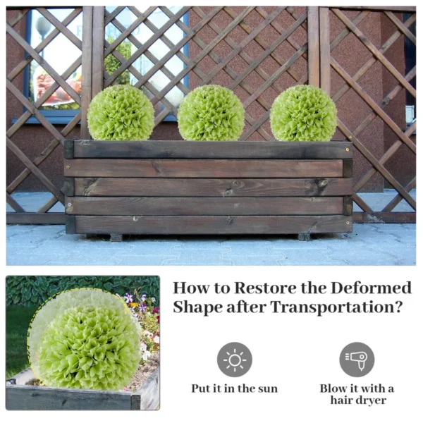 Pak van 2 kunst buxus bollen 28 cm tuinbol voor binnen of buiten om op te hangen of te staan voor tuin veranda huis bruiloft groen 5