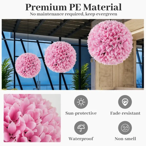 Pak van 2 kunst buxus bollen 28 cm tuinbol voor binnen of buiten om op te hangen of te staan voor tuin veranda huis bruiloft roze 6