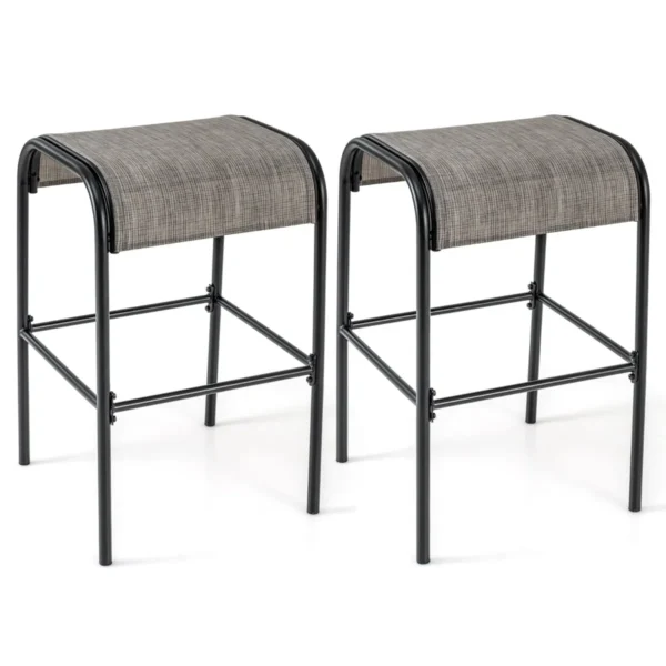 Patio barkrukken set van 2 metalen bistrokrukken met gebogen stoffen zitting stevig metalen frame barstoelen zonder rugleuning 1