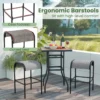 Patio barkrukken set van 2 metalen bistrokrukken met gebogen stoffen zitting stevig metalen frame barstoelen zonder rugleuning 3