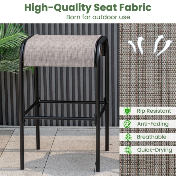 Patio barkrukken set van 2 metalen bistrokrukken met gebogen stoffen zitting stevig metalen frame barstoelen zonder rugleuning 4