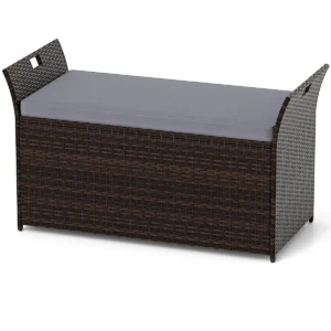 Pe 260 l rotan opbergkist binnen/buiten opbergkist met kussenhoes max. 2 slaapplaatsen voor kussens gereedschap speelgoed 1