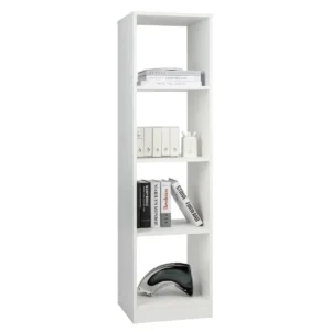 Plank met 4 vakken boekenkast hout 38 x 142 x 33 cm staand rek opbergrek voor werkkamer woonkamer wit 1