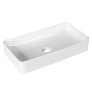 Porselein badkamer wasbak 60 cm x 35 cm witte keramische badkamer wasbak met afvoer glad oppervlakte ideaal voor thuis restaurant 1