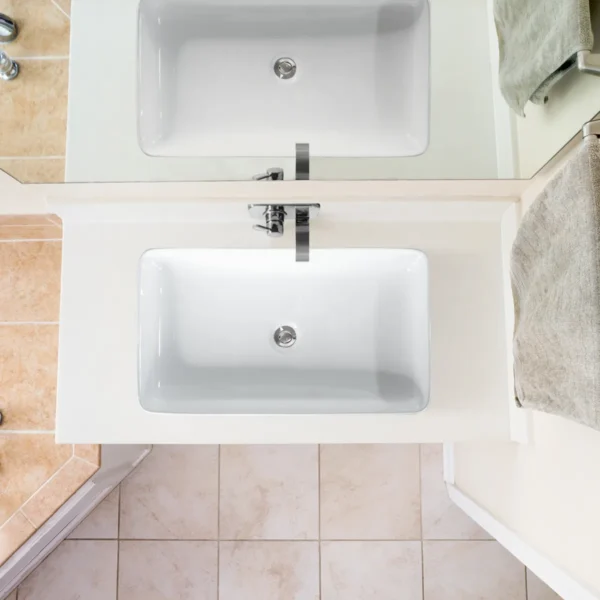 Porselein badkamer wasbak 60 cm x 35 cm witte keramische badkamer wasbak met afvoer glad oppervlakte ideaal voor thuis restaurant 4