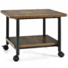 Printerplank onder bureau met zwenkwielen 2 laags printerplank 49 x 40 x 37 cm bruin 2