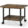 Printerplank onder bureau met zwenkwielen 2 laags printerplank 49 x 40 x 37 cm bruin 3