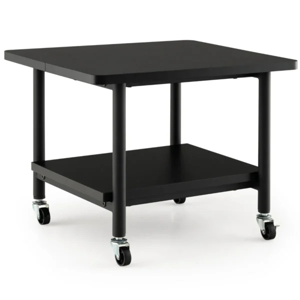 Printerstandaard printertafel met 4 wielen en vergrendelingsmechanisme opbergstandaard met 2 planken voor woonkamer kantoor zwart 2