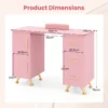 Professionele manicuretafel met 2 kasten 3 lades nagelstudio met polssteun metalen poten voor schoonheidssalon spa roze 3