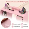 Professionele manicuretafel met 2 kasten 3 lades nagelstudio met polssteun metalen poten voor schoonheidssalon spa roze 5