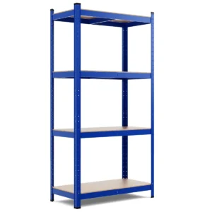 Rek voor zware lasten opbergrek met 4 niveaus met metalen frame metalen rek belastbaar tot 720 kg kelderrek werkplaatsrek (blauw) 1