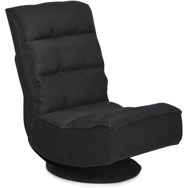 Relax fauteuil verstelbare opklapbare fauteuil draaibare vloer stoel vouwbare vloerstoel voor volwassenen zwart 1