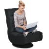 Relax fauteuil verstelbare opklapbare fauteuil draaibare vloer stoel vouwbare vloerstoel voor volwassenen zwart 2