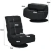 Relax fauteuil verstelbare opklapbare fauteuil draaibare vloer stoel vouwbare vloerstoel voor volwassenen zwart 3