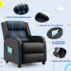 Relaxfauteuil met zijvakken ergonomische kunstleeren bank 69 x 53 x 74 cm zwart + blauw 3