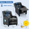 Relaxfauteuil met zijvakken ergonomische kunstleeren bank 69 x 53 x 74 cm zwart + blauw 4