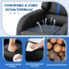 Relaxfauteuil met zijvakken ergonomische kunstleeren bank 69 x 53 x 74 cm zwart + blauw 5