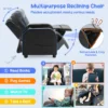 Relaxfauteuil met zijvakken ergonomische kunstleeren bank 69 x 53 x 74 cm zwart + blauw 6