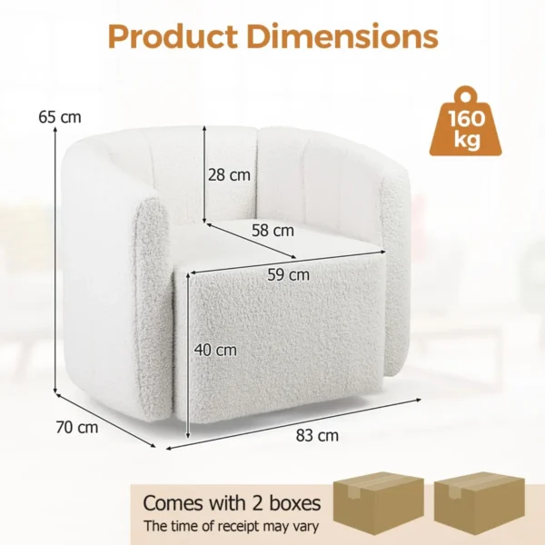 Relaxstoel draaistoel met breed zitvlak en 360° draaibare metalen voet draaibare televisiestoel voor woonkamer slaapkamer werkkamer 3