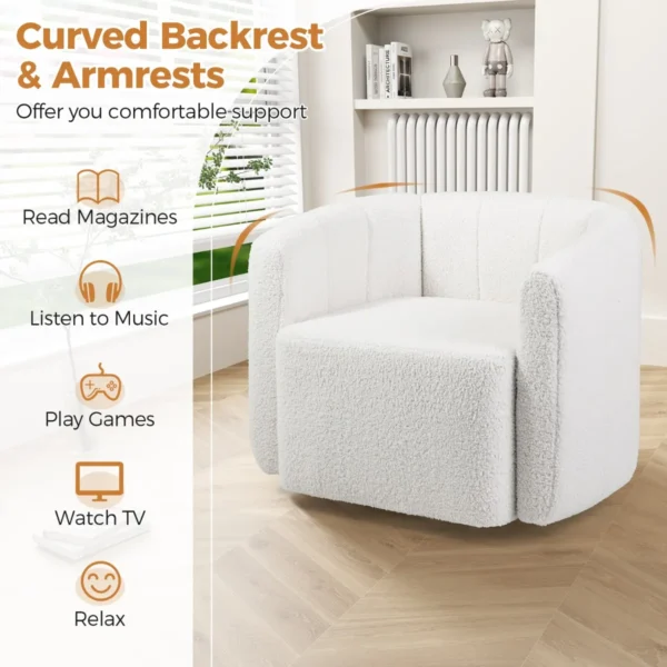 Relaxstoel draaistoel met breed zitvlak en 360° draaibare metalen voet draaibare televisiestoel voor woonkamer slaapkamer werkkamer 4