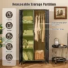 Rieten kledingkast met 2 deuren 157 cm hoge pe rotan kledingkast met kledingstang en 4 vakken kledingorganizer zwart 7