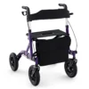 Rollator opvouwbaar en licht met zitting 2 in 1 rolstoel & reiserollator loophulp 6 voudig in hoogte verstelbaar met tas paars 2