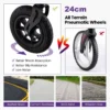 Rollator opvouwbaar en licht met zitting 2 in 1 rolstoel & reiserollator loophulp 6 voudig in hoogte verstelbaar met tas paars 5
