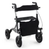 Rollator opvouwbaar en licht met zitting 2 in 1 rolstoel & reiserollator loophulp 6 voudig in hoogte verstelbaar met tas zwart 2
