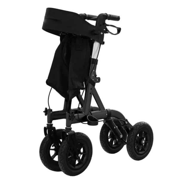 Rollator opvouwbaar en licht met zitting 2 in 1 rolstoel & reiserollator loophulp 6 voudig in hoogte verstelbaar met tas zwart 3
