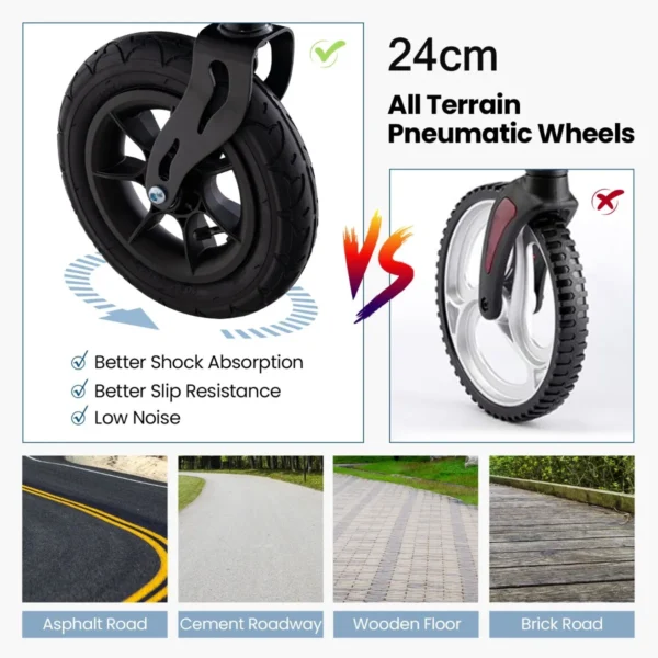 Rollator opvouwbaar en licht met zitting 2 in 1 rolstoel & reiserollator loophulp 6 voudig in hoogte verstelbaar met tas zwart 6
