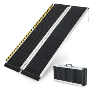 Rolstoelhelling inklapbare helling draagbaar en antislip aluminium oprijplaat drempelhelling voor rolstoel trappen deuren (152,5 x 74 cm) 1