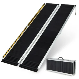Rolstoelhelling inklapbare helling draagbaar en antislip aluminium oprijplaat drempelhelling voor rolstoel trappen deuren (183 x 74 cm) 1