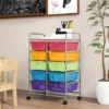 Rolwagen met 10 stapelbare lades ladewagen met metalen frame badkamerrolwagen opbergwagen voor kantoor woonkamer regenboogkleuren 7