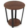 Ronde bijzettafel 2 laags accenttafel met open plank banktafel met metalen frame industrieel nachtkastje voor woonkamer bruin 2