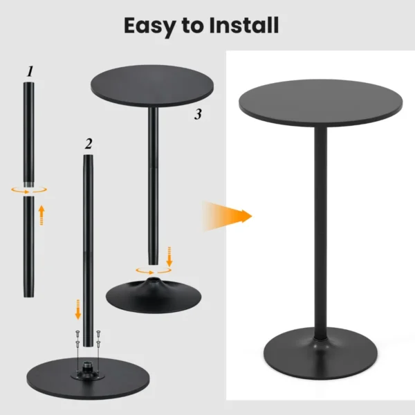 Ronde bistrotafel 101,5 cm bartafel omvormbaar tot 56 cm salontafel hoge pubtafel metalen onderstel voor bar eetkamer restaurant 5