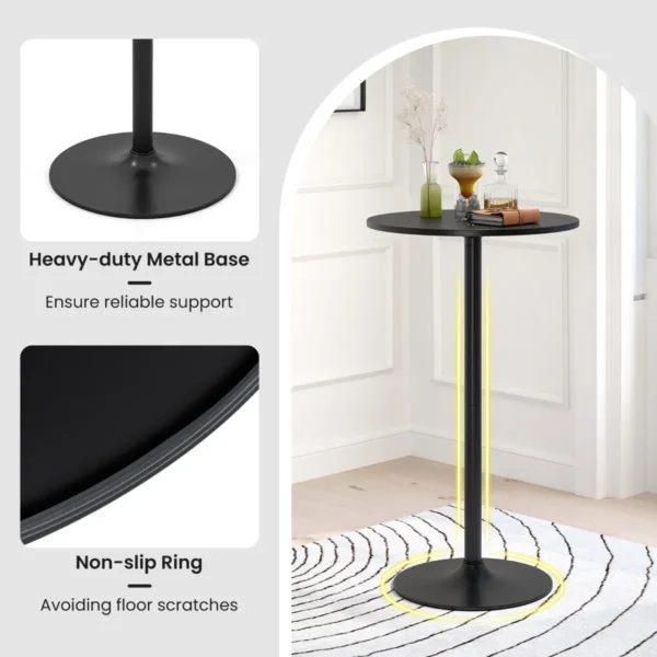 Ronde bistrotafel 101,5 cm bartafel omvormbaar tot 56 cm salontafel hoge pubtafel metalen onderstel voor bar eetkamer restaurant 7
