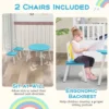Ronde kindertafel en stoel set 3 delige kinderen houten activiteit tafel meubels set met net centrum opbergruimte knutselen maaltijden groen 5