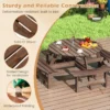 Ronde picknicktafelset voor 2 8 personen ronde kampeertafel met 4 ingebouwde banken 5 cm parasolgat buitentafel en stoelen bruin 6