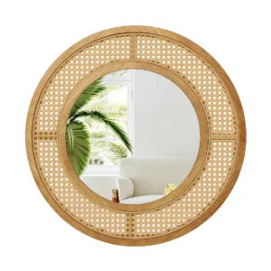 Ronde rotan wandspiegel 65cm houten frame spiegel met aluminium glas metalen haak en expansieschroef decoratieve spiegel 1