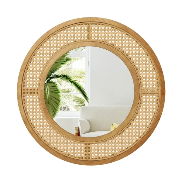 Ronde rotan wandspiegel 65cm houten frame spiegel met aluminium glas metalen haak en expansieschroef decoratieve spiegel 1