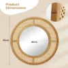 Ronde rotan wandspiegel 65cm houten frame spiegel met aluminium glas metalen haak en expansieschroef decoratieve spiegel 3