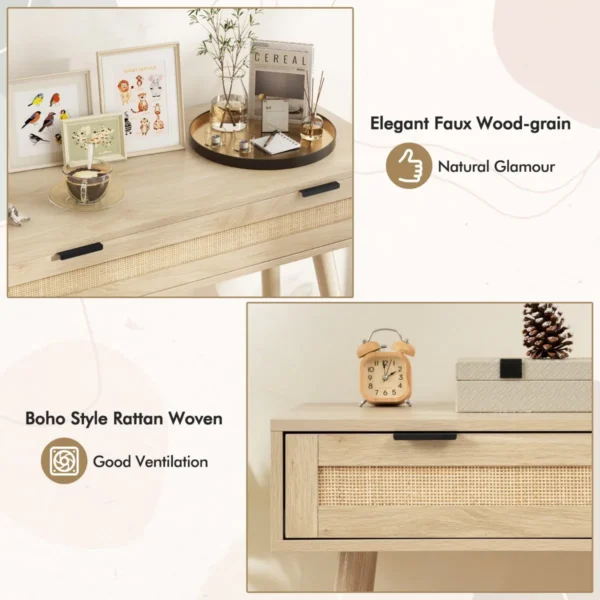 Rotan consoletafel met schuiflade haltafel in bohemian stijl houten salontafel kaptafel natuurlijk 5