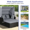 Rotan ligstoel voor 2 personen tuinligstoel met dak & uitklapbare zijtafels tweepersoons ligbed loungebed voor tuin terras grijs 4
